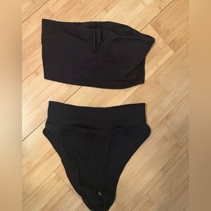 Aerie Black Strapless Bikini Set